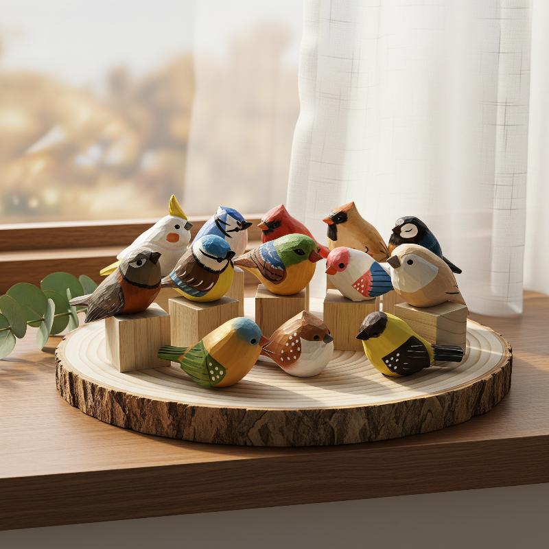 Vintage Collectibles Store - تماثيل طيور خشبية منحوتة يدويًا بأسلوب